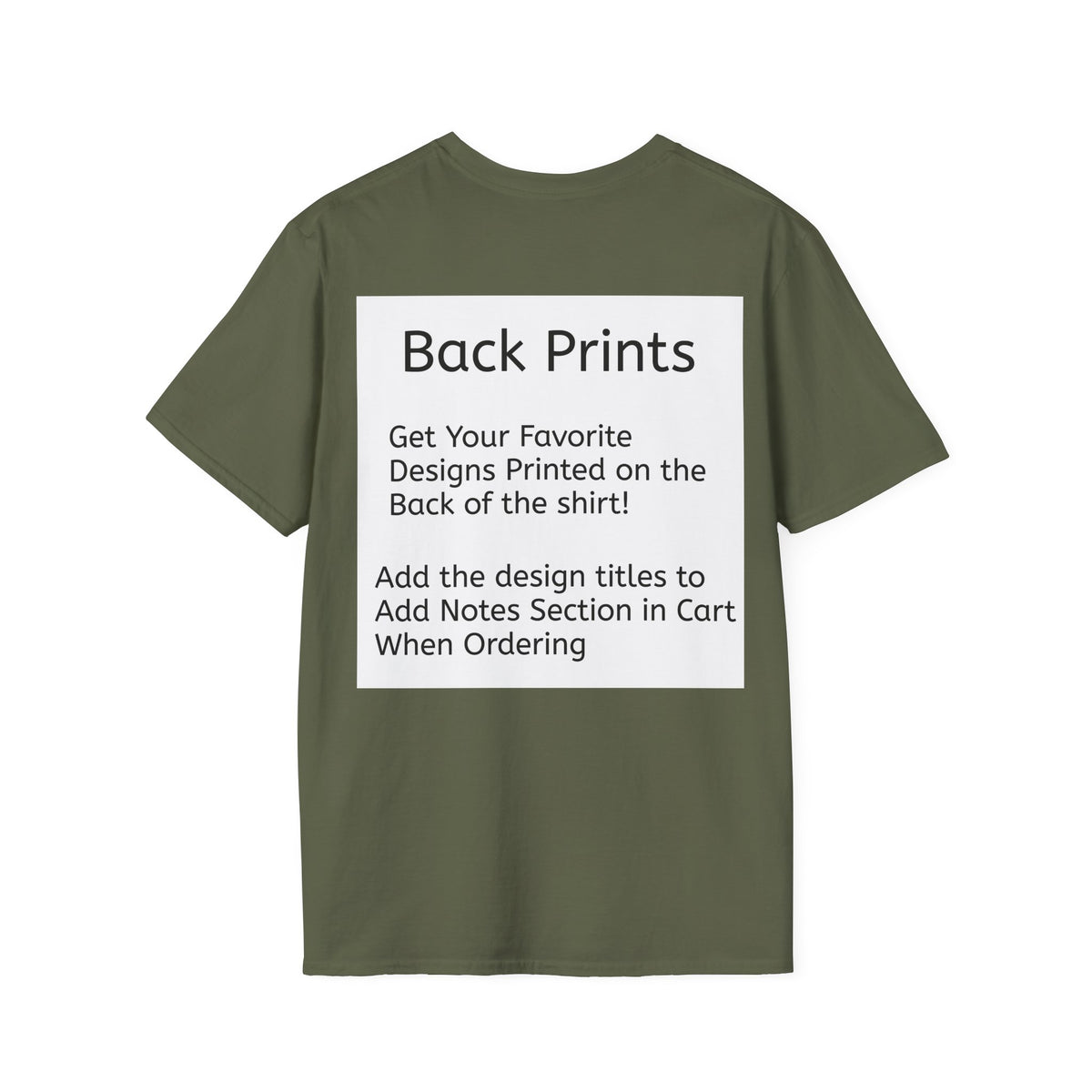 Military Green Back Print Softstyle T-Shirt — choose any Legacy Layers cigar tee design