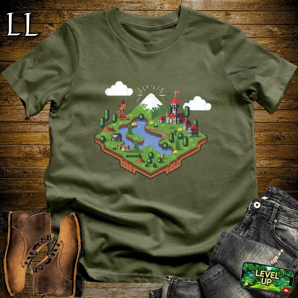 8 Bit World Map Softstyle Tee - Military Green - LegacyLayers