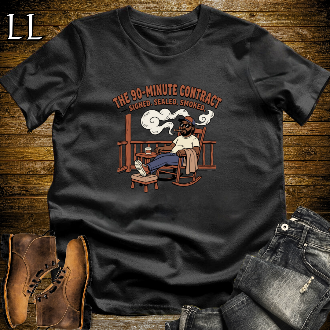 90 Minute Cigar Contract 1 T-Shirt Black | Funny Cigar Shirt