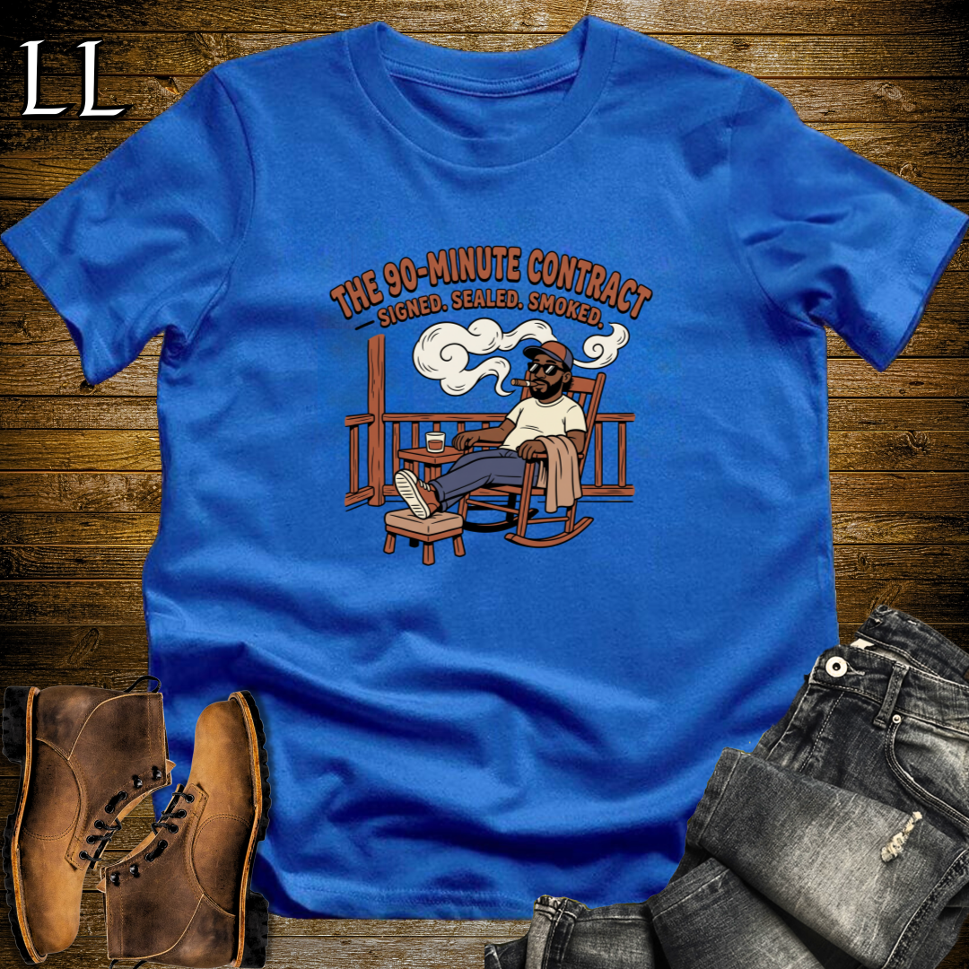 90 Minute Cigar Contract 1 T-Shirt Royal Blue | Funny Cigar Shirt