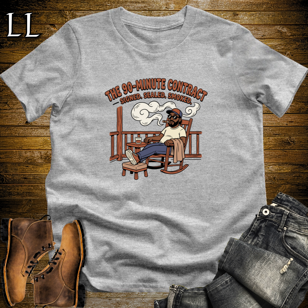90 Minute Cigar Contract 1 T-Shirt Sport Grey | Funny Cigar Shirt