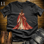African Red Blossom Samurai Queen Black | African Warrior Tee