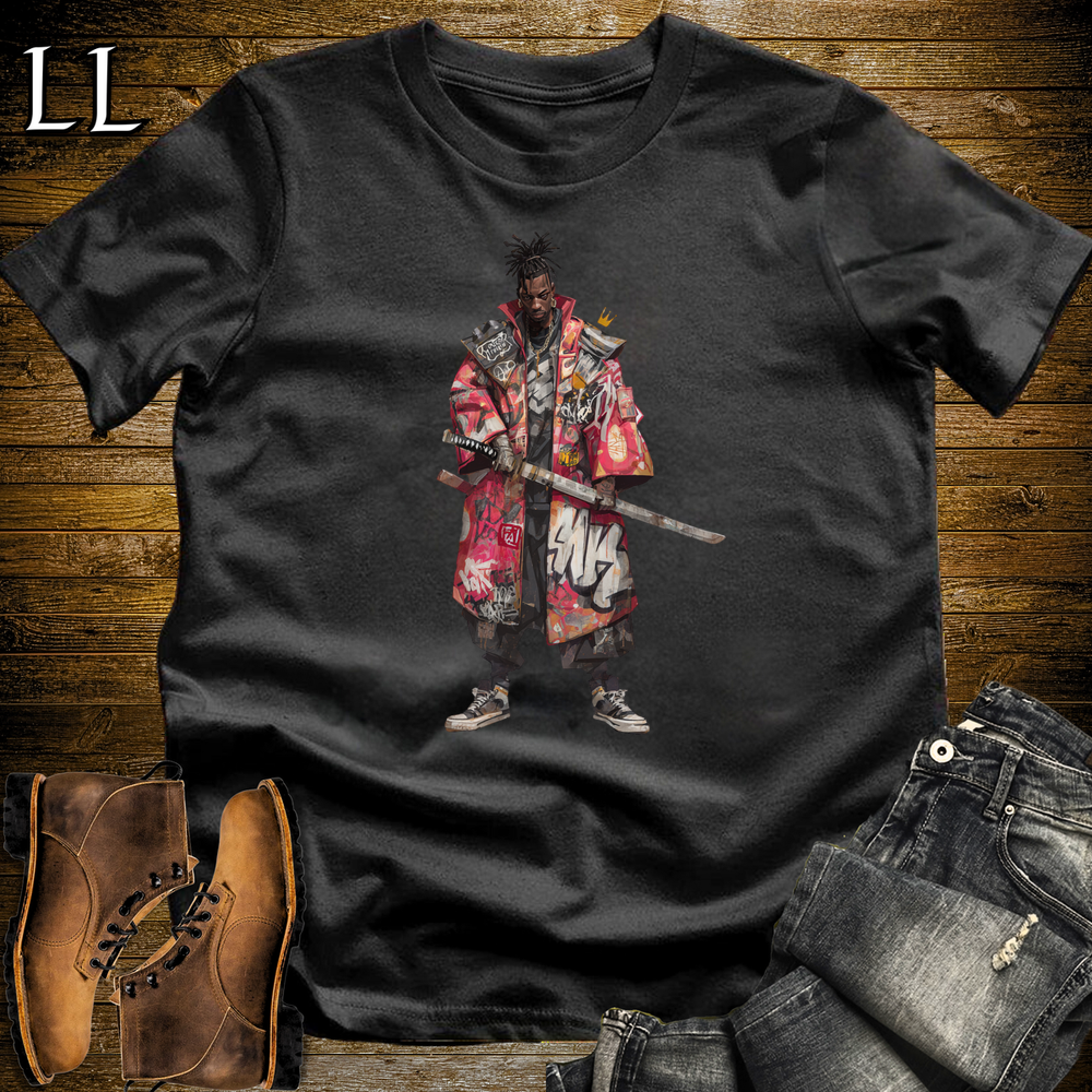 African Red Street Samurai Black | African Warrior Tee