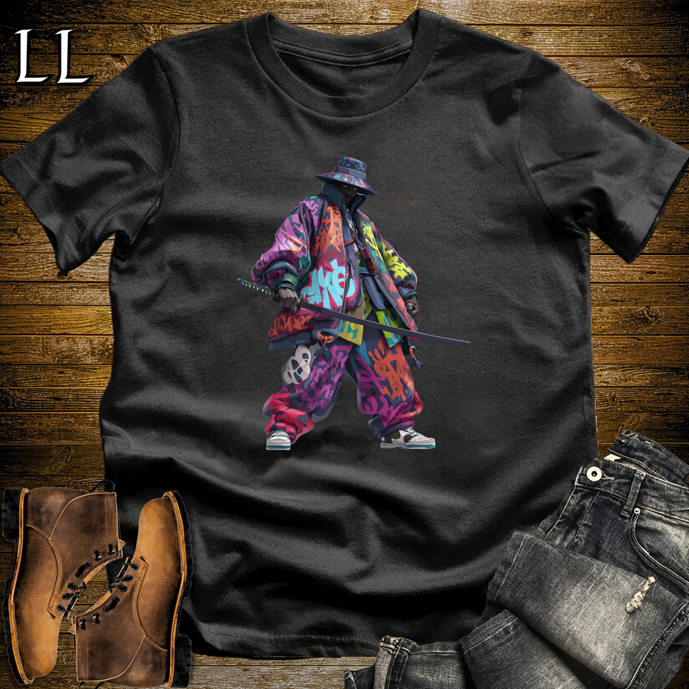 African Graffiti Street Samurai Black | African Warrior Tee