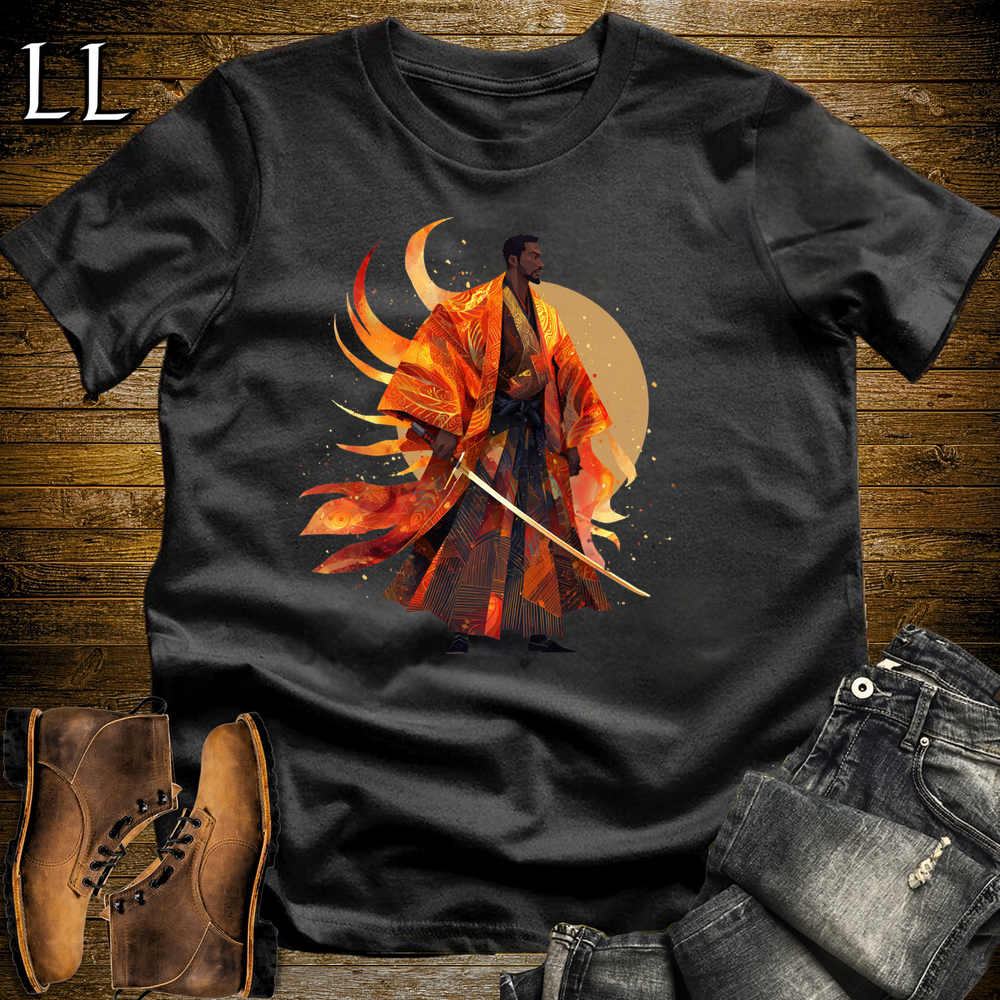 African Flame Samurai Black | African Warrior Tee