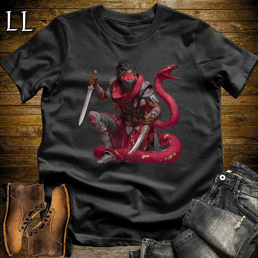 African Red Snake Assassin Softstyle Tee Black | African Warrior Tee