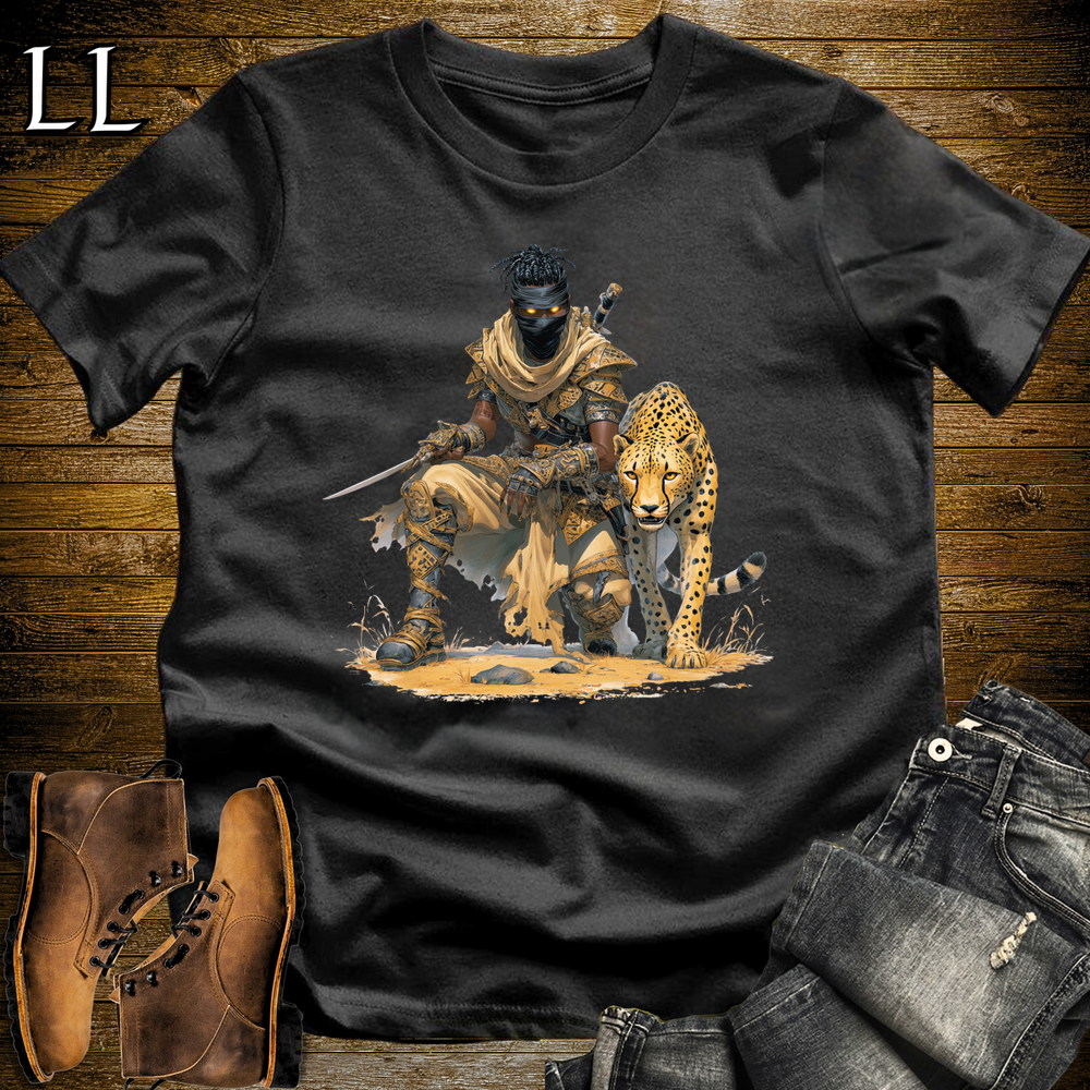 African Cheetah Assassin Softstyle Tee Black | African Warrior Tee