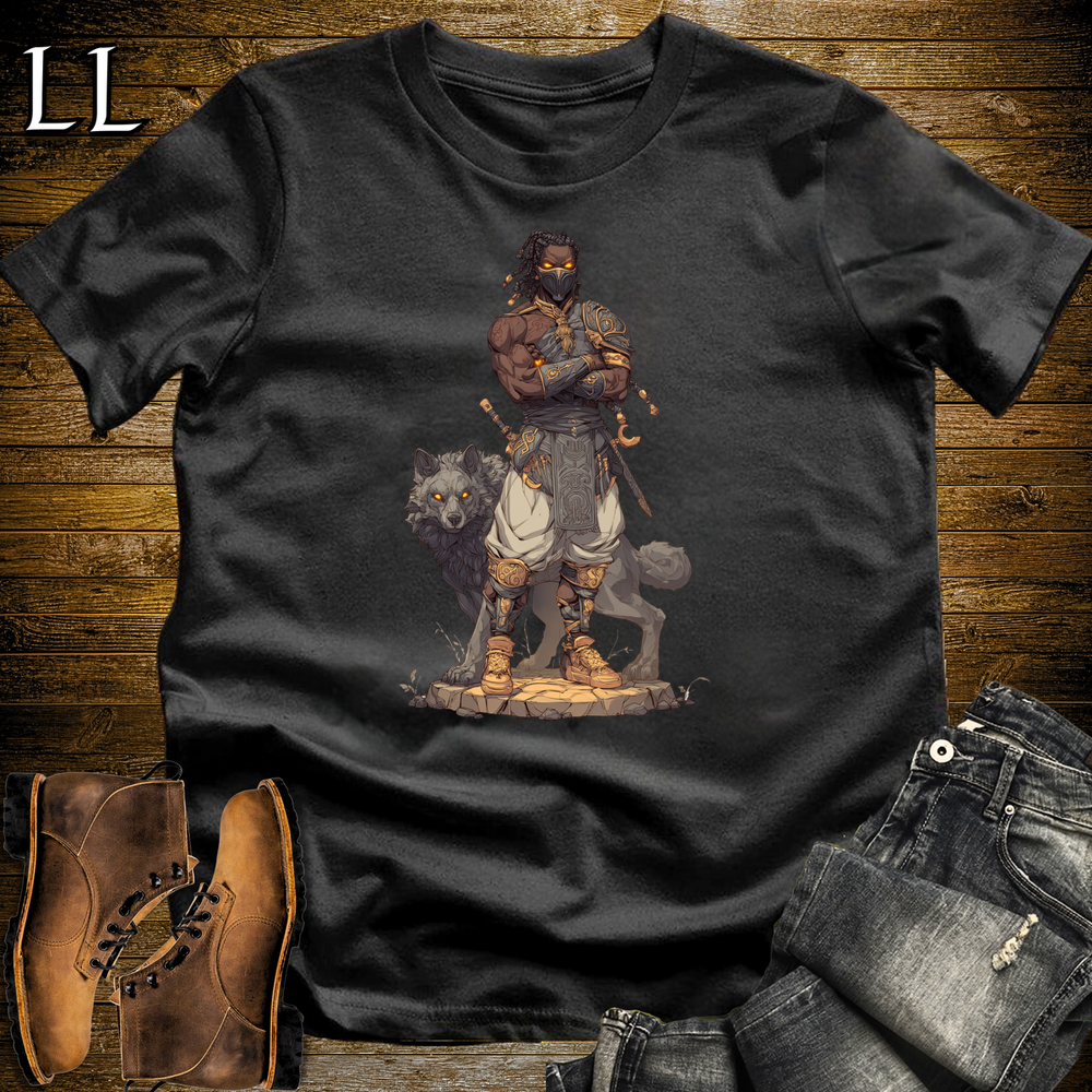 African Black Wolf Assassin Softstyle Tee Black | African Warrior Tee