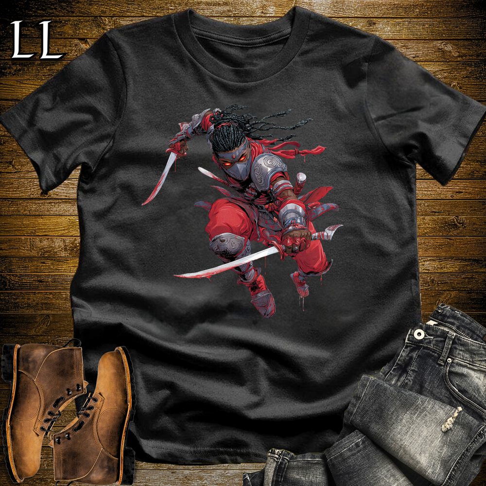 African Red Moon Assassin Softstyle Tee Black | African Warrior Tee