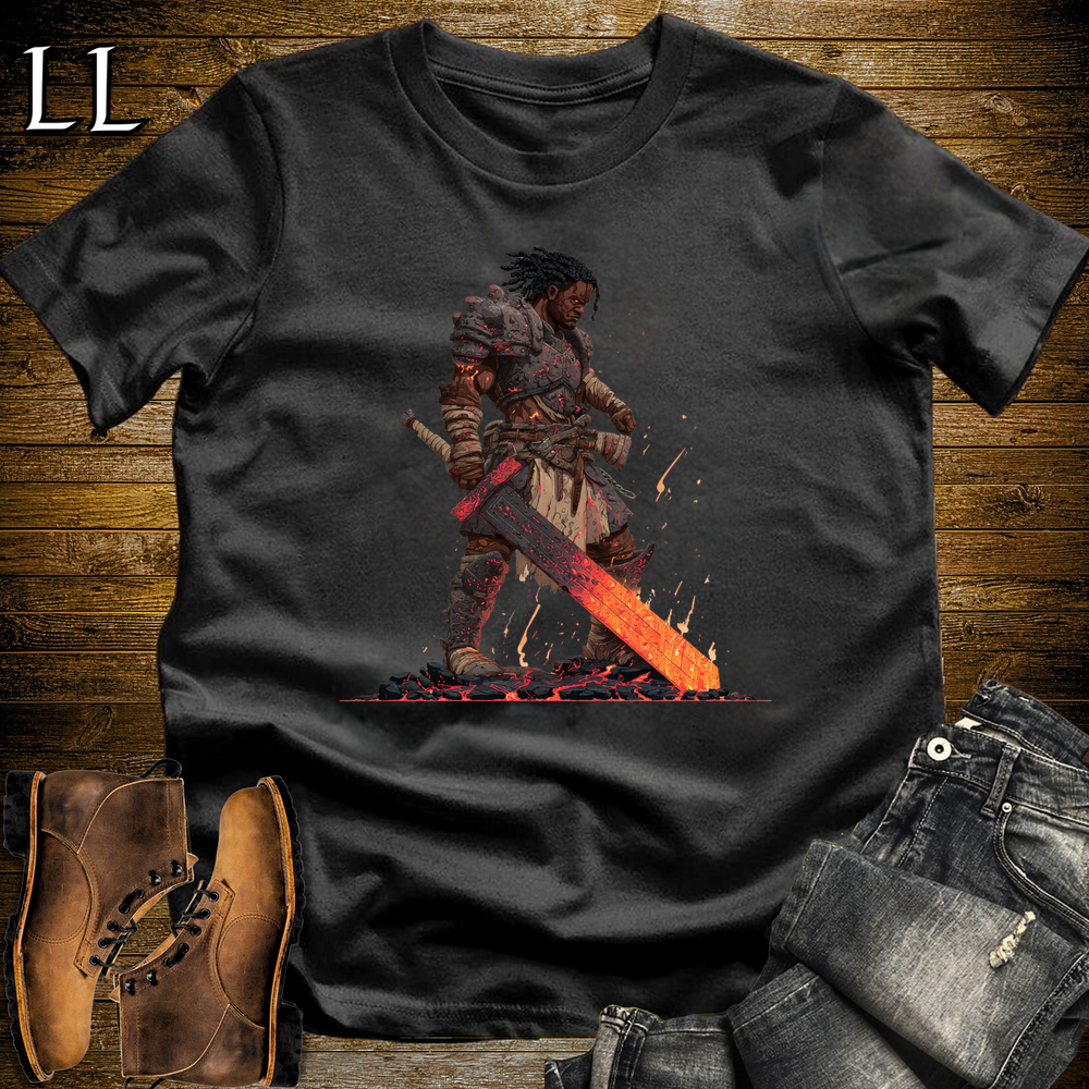 African Fire Barbarian Softstyle Tee Black | African Warrior Tee