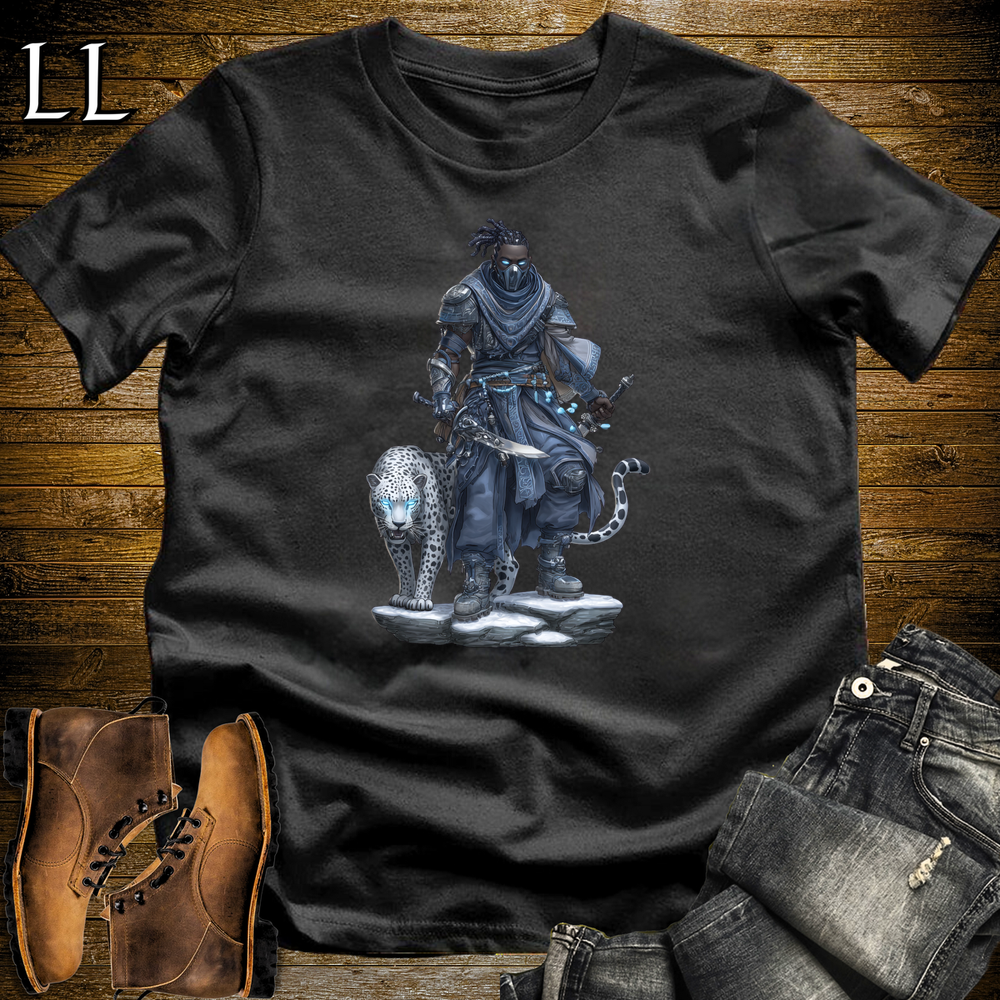 African Snow Leopard Assassin Softstyle Tee Black | African Warrior Tee