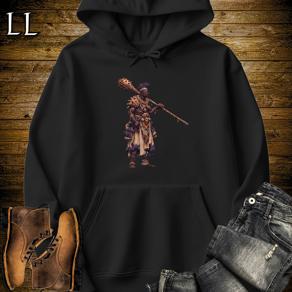 African Copper Mace Warrior Hooded Sweatshirt - Black