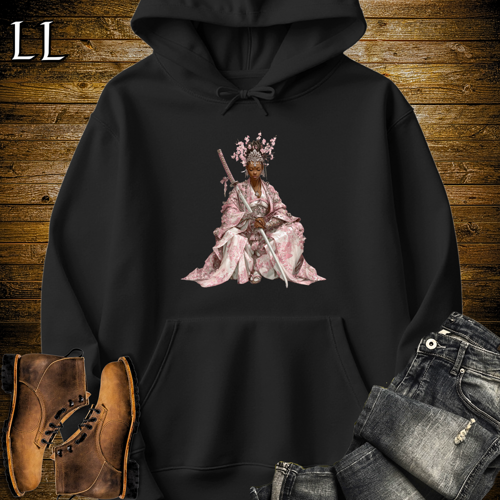 African Cherry Blossom Samurai Queen Hooded Sweatshirt - Black