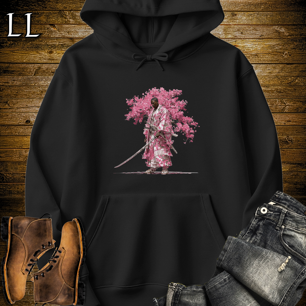 African Cherry Blossom Samurai King Hooded Sweatshirt - Black