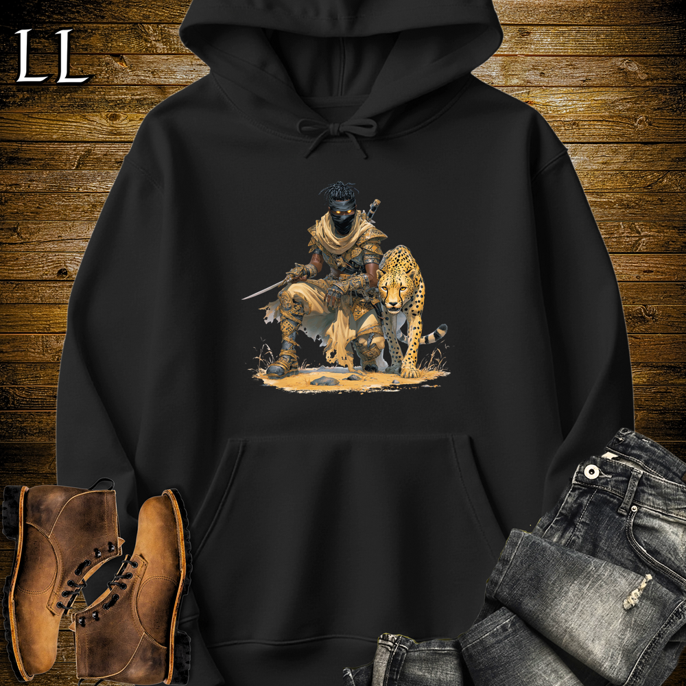 African Cheetah Assassin Hooded Sweatshirt Black | African Warrior Hoodie