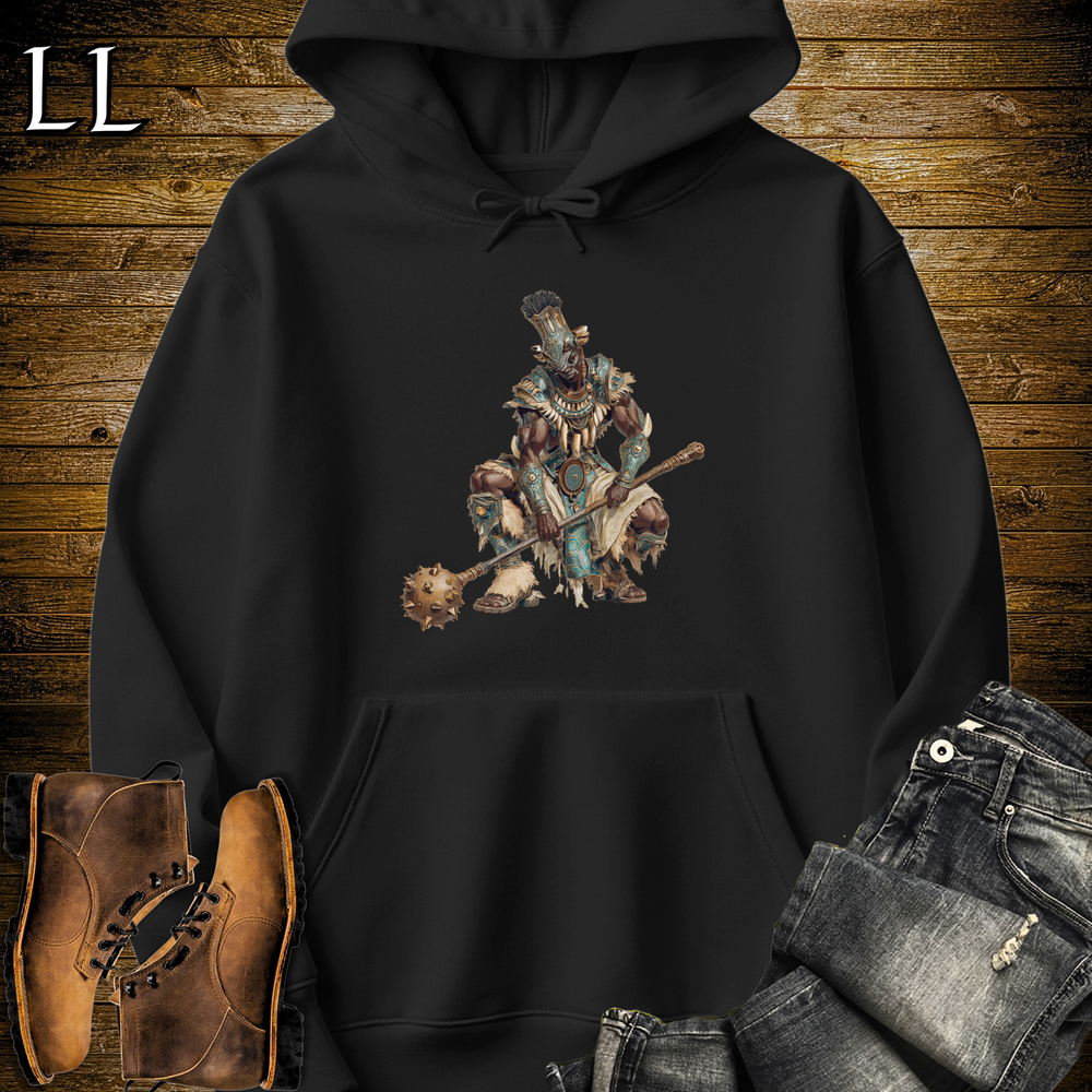 African Bronze Mace Warrior Hooded Sweatshirt - Black