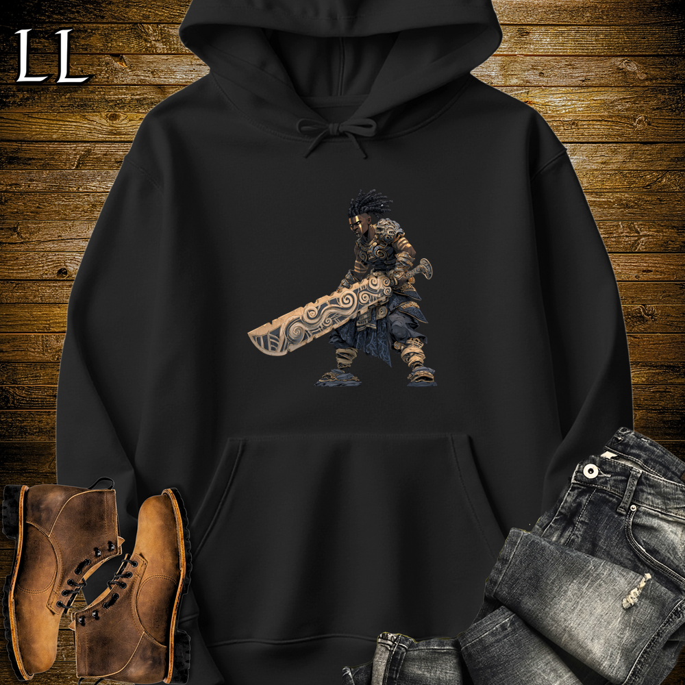 African Ancient God Sword Warrior Hooded Sweatshirt - Black