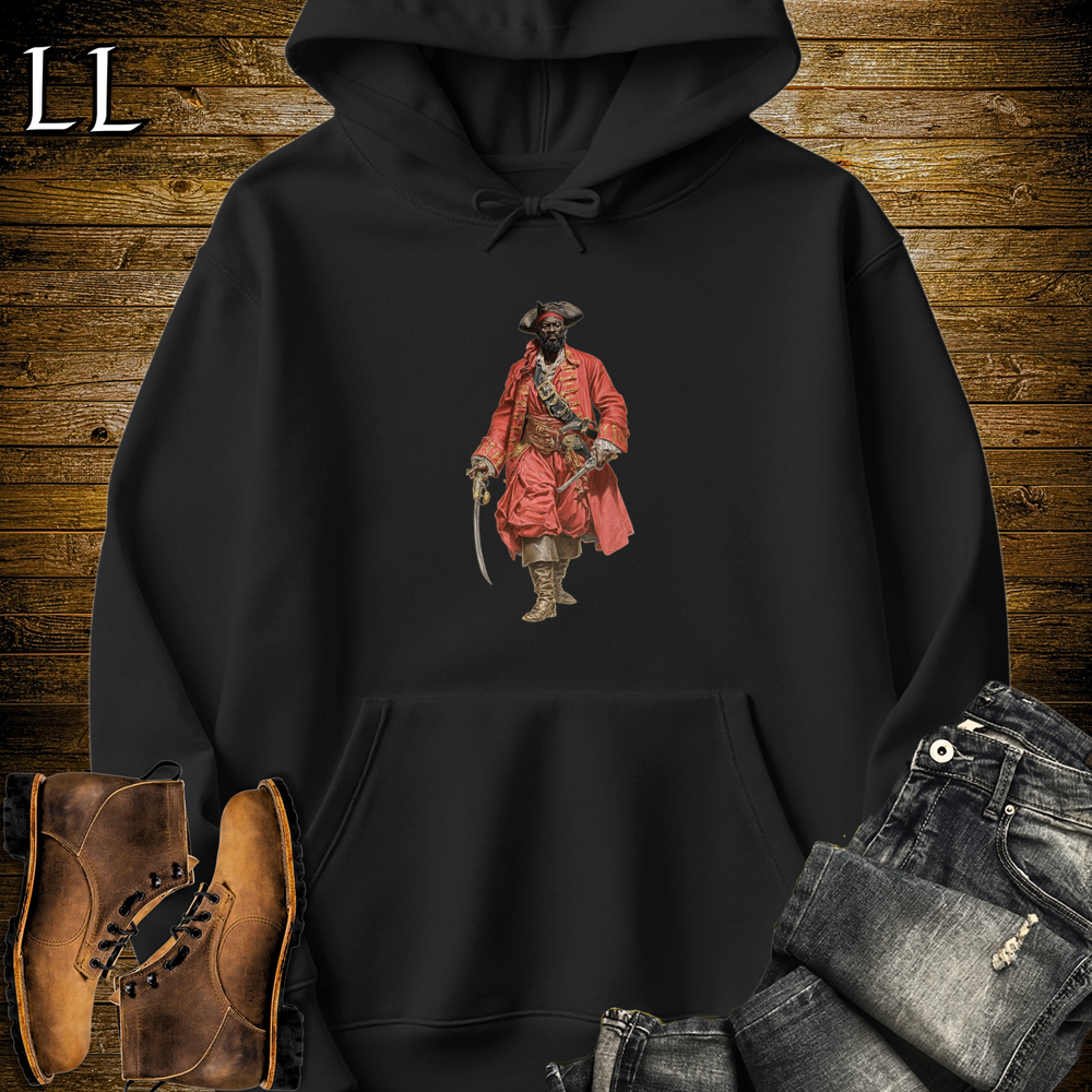 Afrian Redcoat Pirate King Hooded Sweatshirt - Black