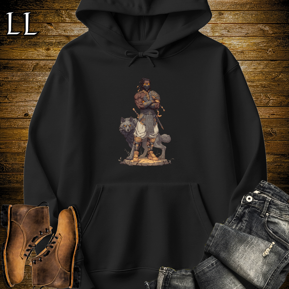 African Black Wolf Assassin Hooded Sweatshirt - Black