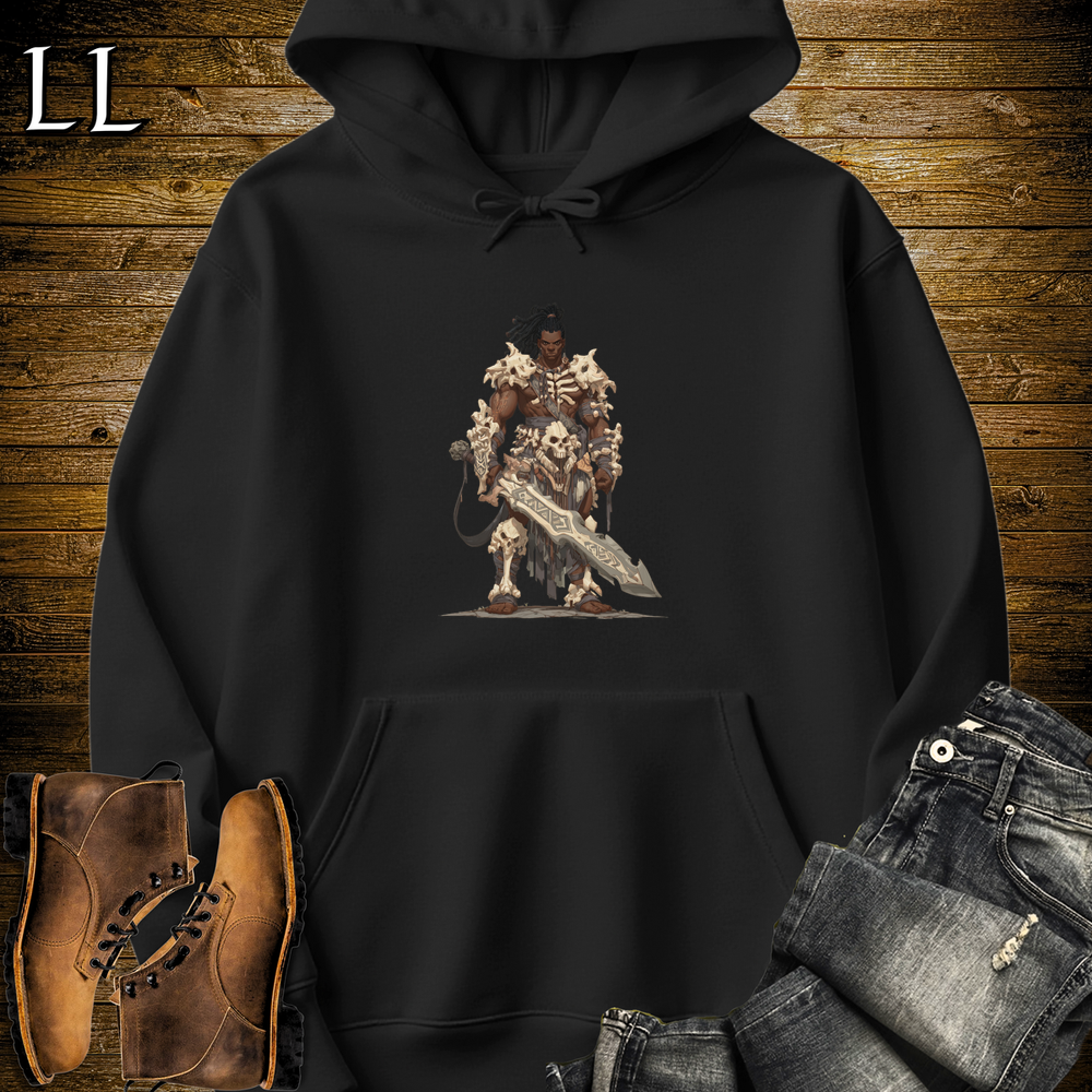 African Bone Barbarian Hooded Sweatshirt Black | African Warrior Hoodie