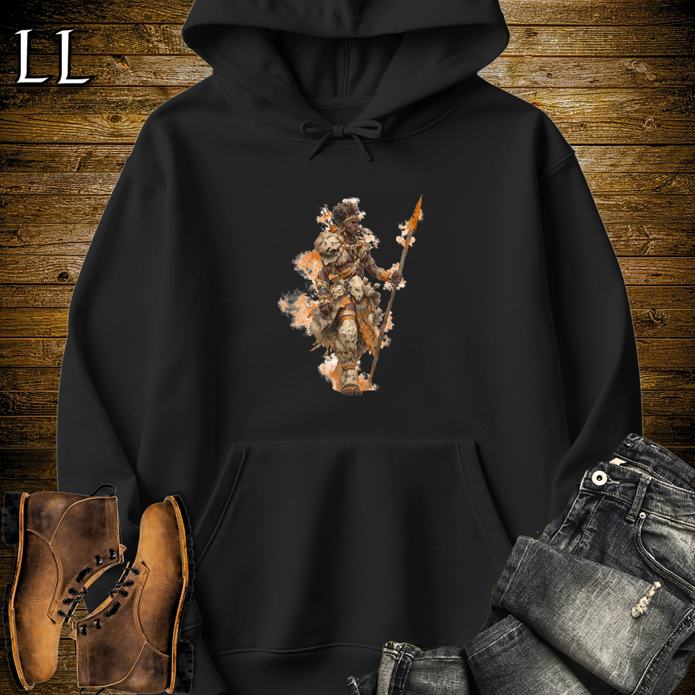 African Flame Spear Hooded Sweatshirt - Black