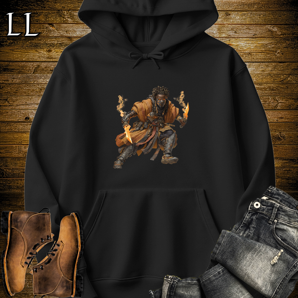 African Flame Dagger Assassin Hooded Sweatshirt - Black