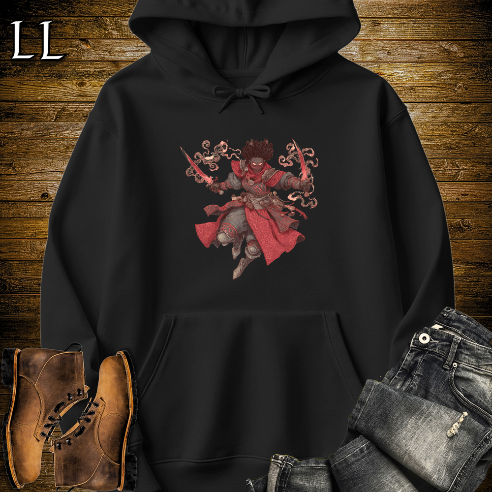 African Flame Assassin Hooded Sweatshirt Black | African Warrior Hoodie