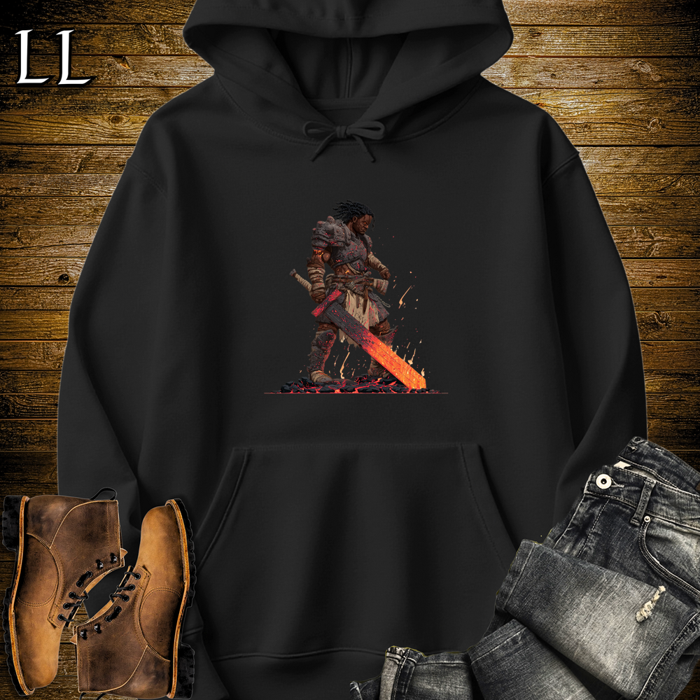 African Fire Barbarian Hooded Sweatshirt Black | African Warrior Hoodie