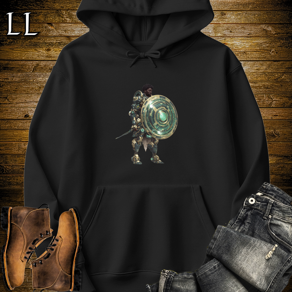 African Emerald Shield Warrior Hooded Sweatshirt - Black