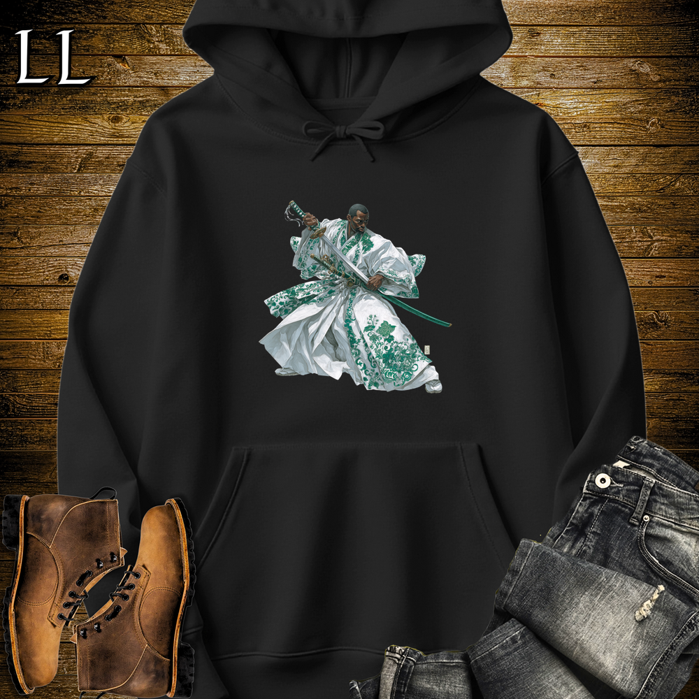 African Emerald Samurai King Hooded Sweatshirt - Black