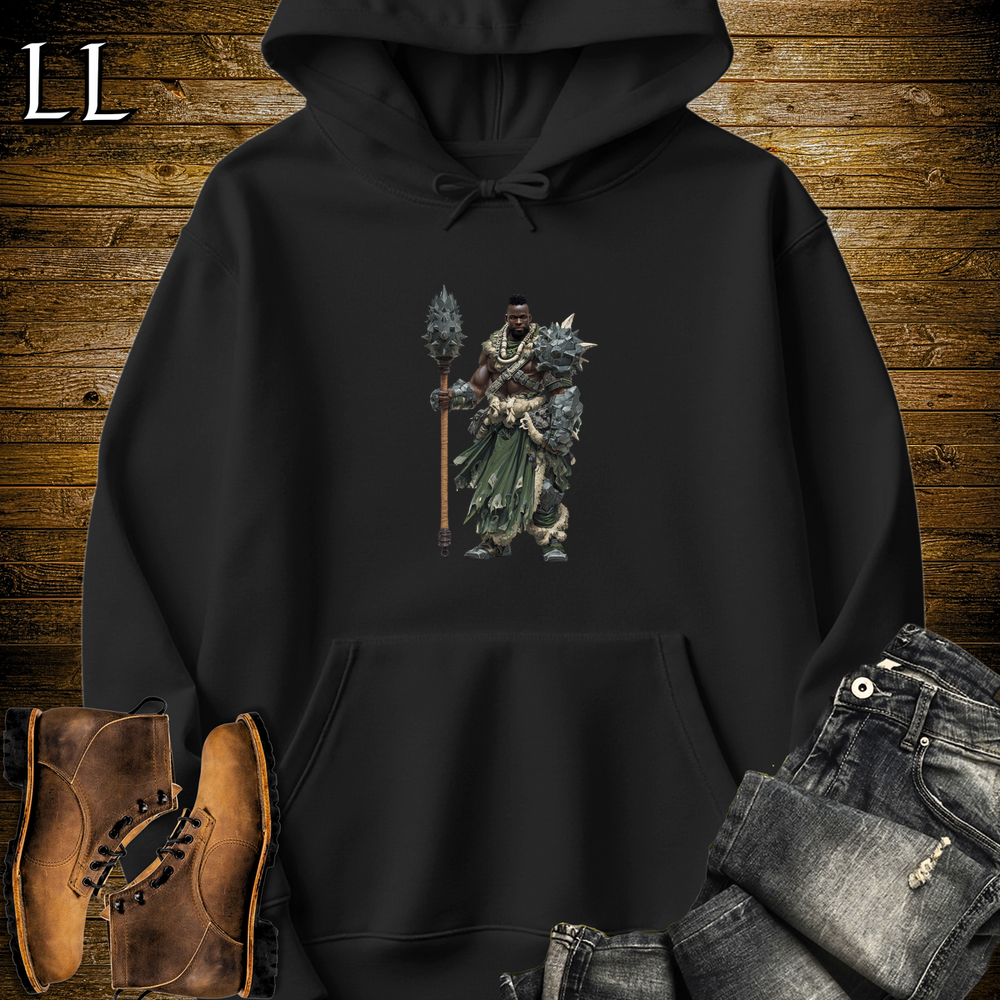 African Steel Mace Warrior Hooded Sweatshirt - Black