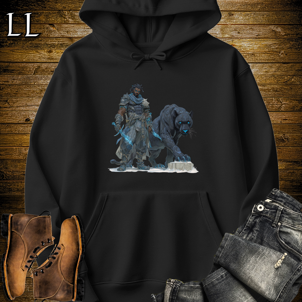 African Runic Black Panther Assassin Hooded Sweatshirt Black | African Warrior Hoodie