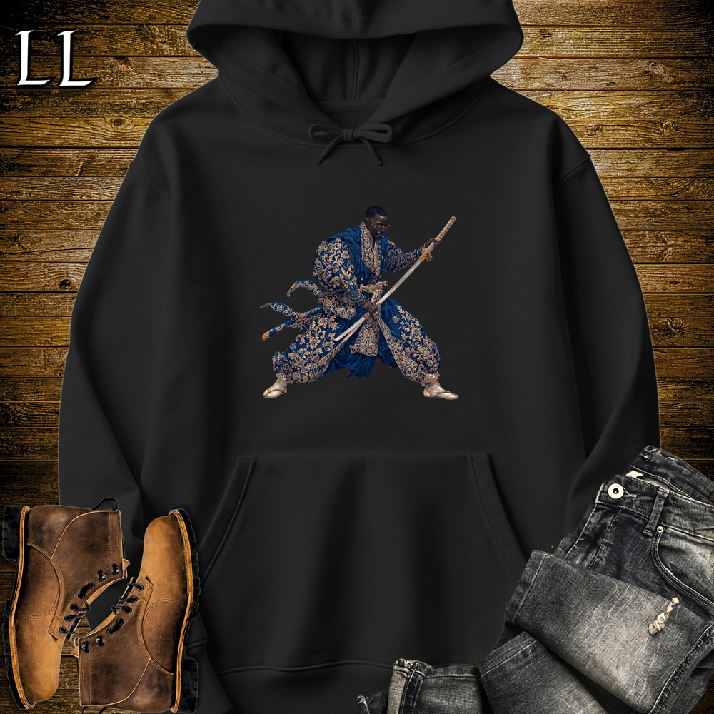 African Royal Gold Samurai King Hooded Sweatshirt - Black