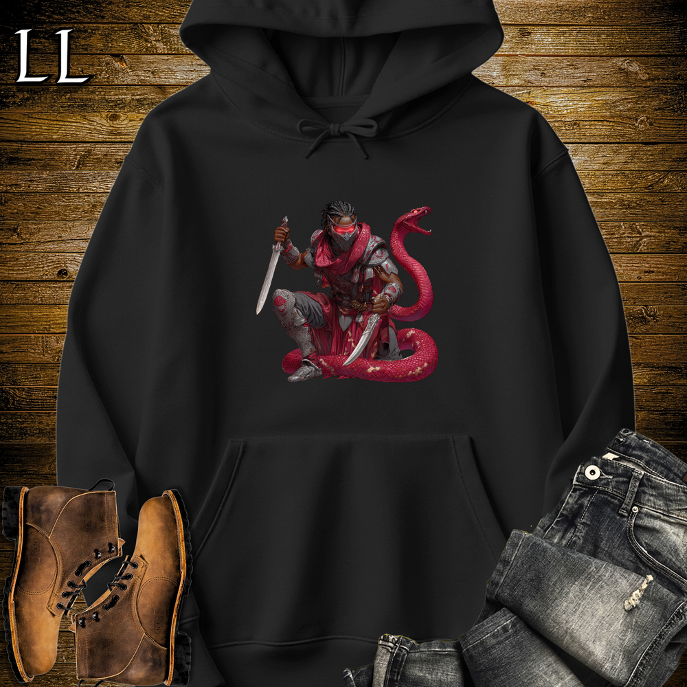 African Red Snake Assassin Hooded Sweatshirt Black | African Warrior Hoodie