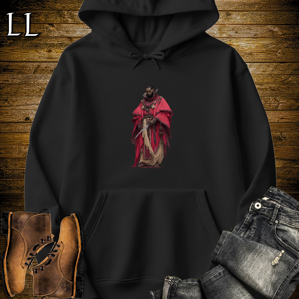 African Red Cloak Assassin Hooded Sweatshirt - Black