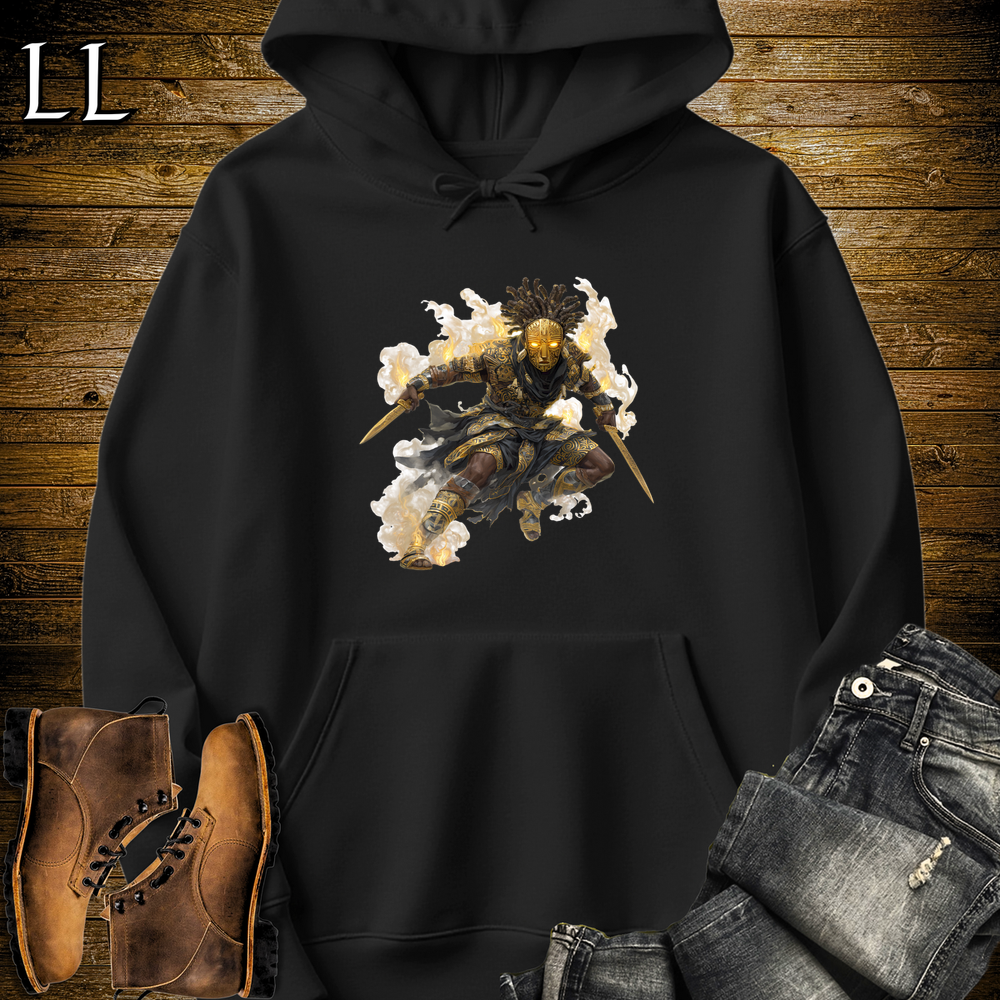 African Tribal Mask Assassin Hooded Sweatshirt - Black