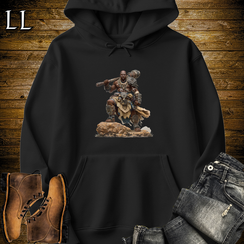 African Tribal Barbarian Hooded Sweatshirt - Black