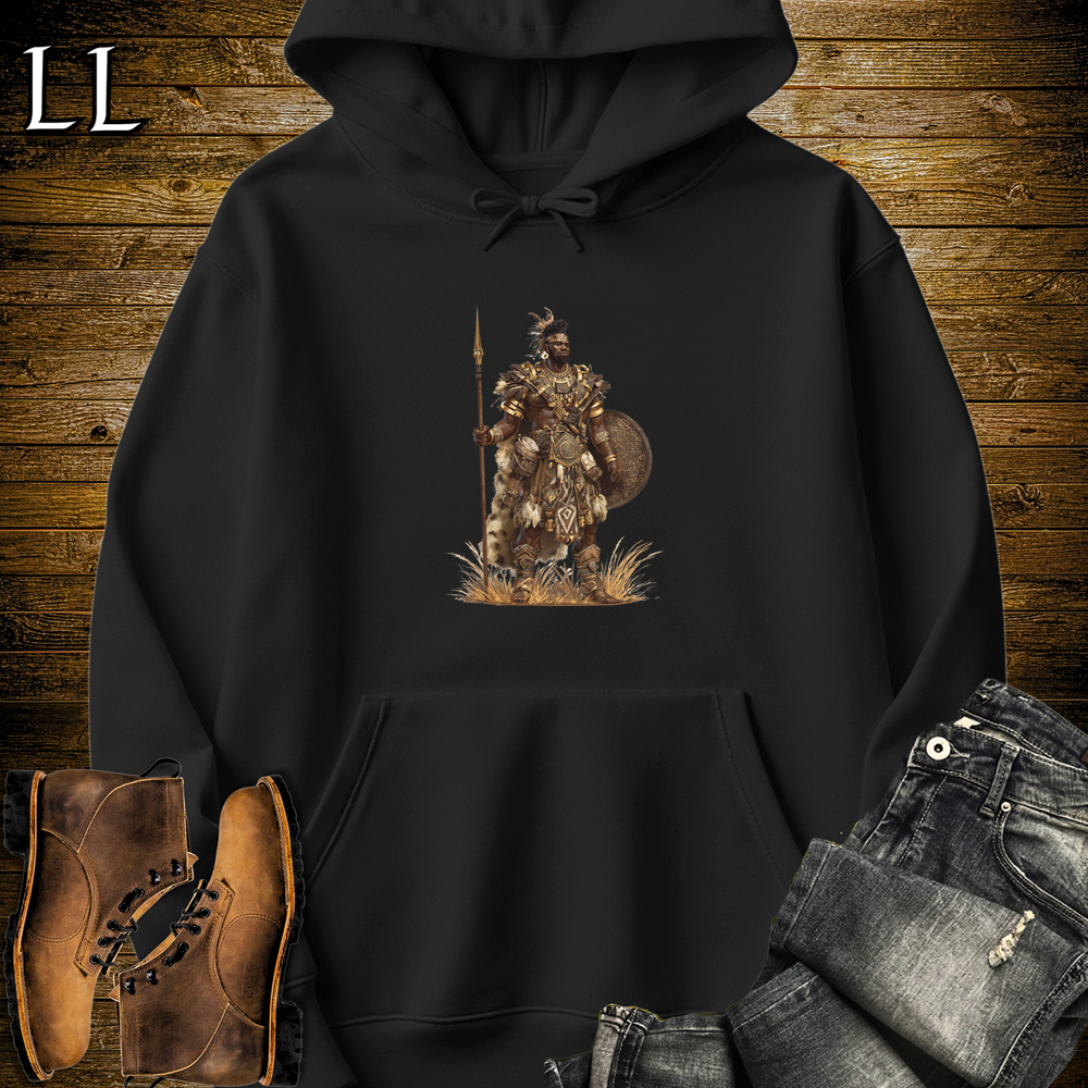 African Zulu Spear Warrior Hooded Sweatshirt - Black