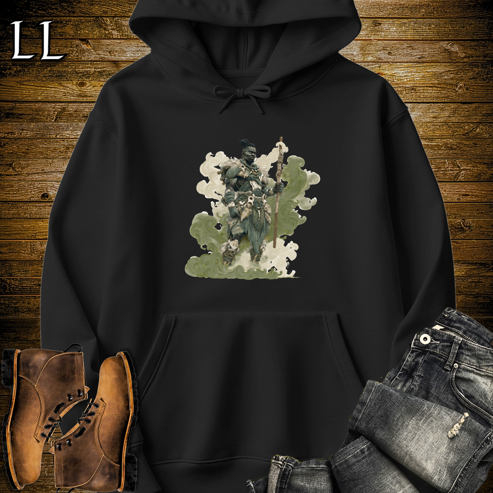 African Warrior Green Hooded Sweatshirt - Black
