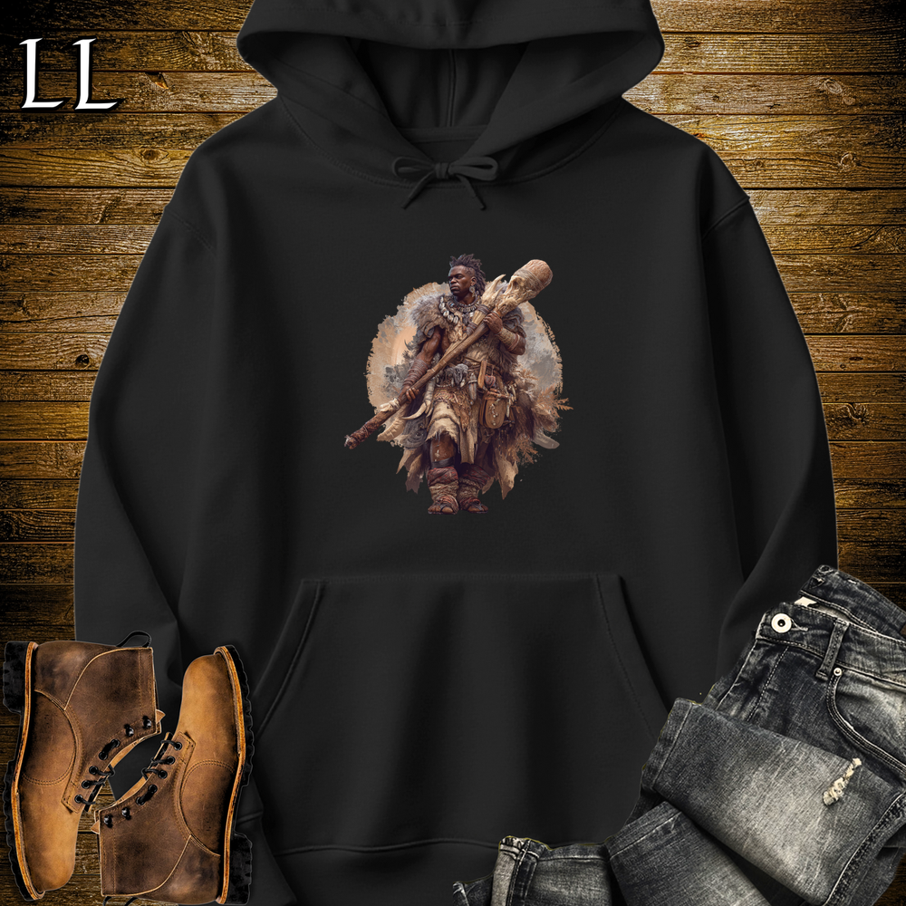 African Warrior Bone Club Hooded Sweatshirt Black | Bone Fighter