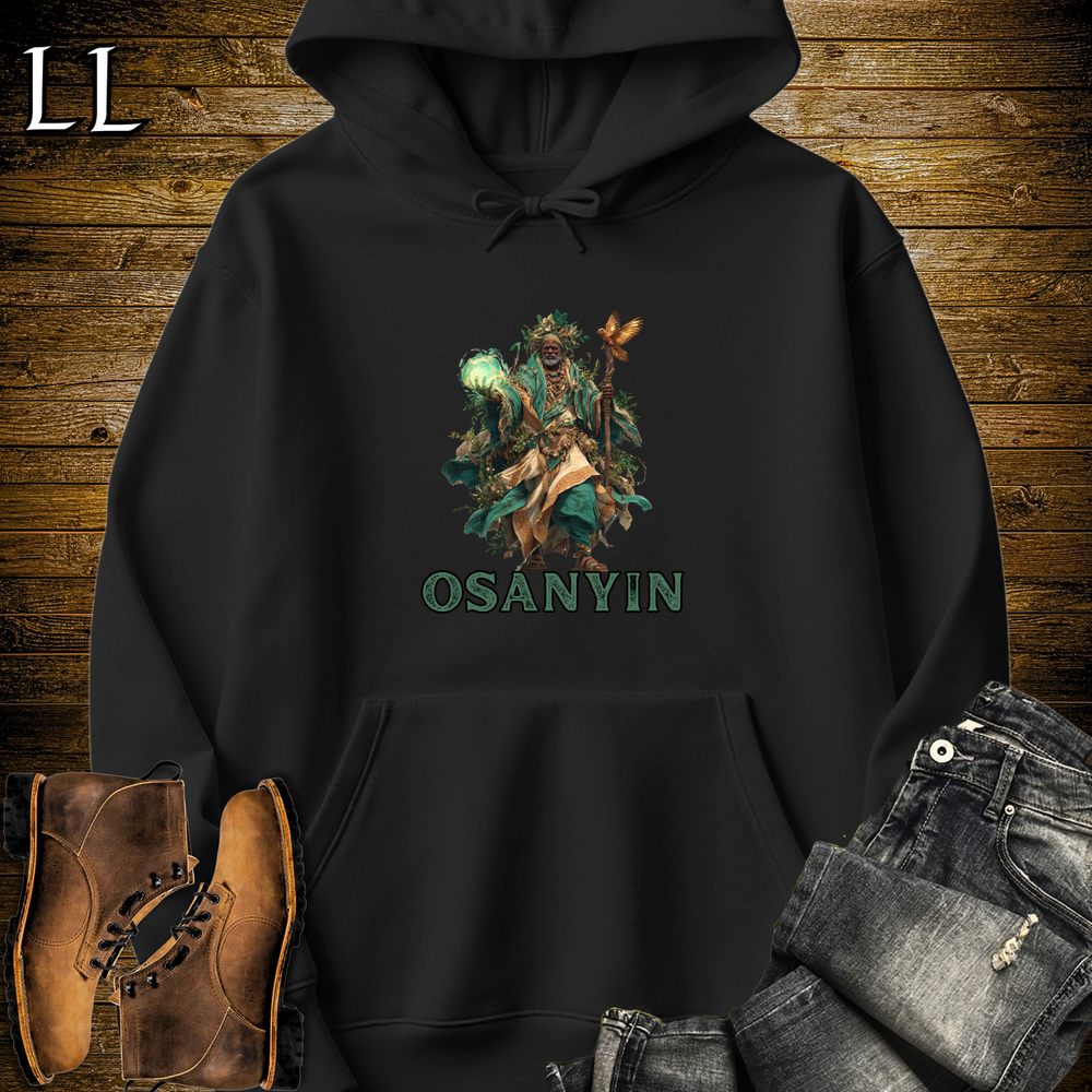 Osanyin African God Hooded Sweatshirt Black | African God Orisha Sweatshirt
