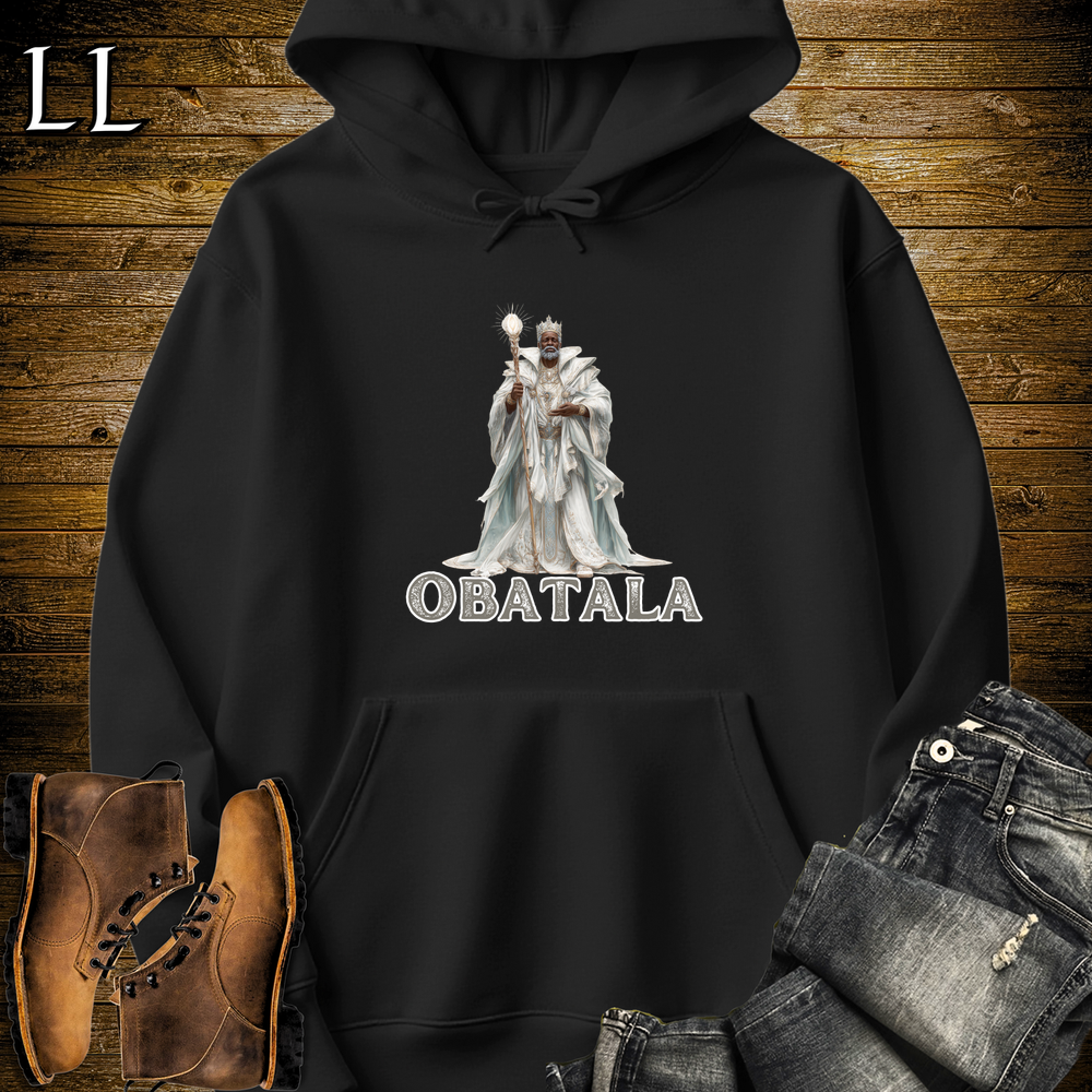 Obatala African God Hooded Sweatshirt Black | African Creator God Sweatshirt