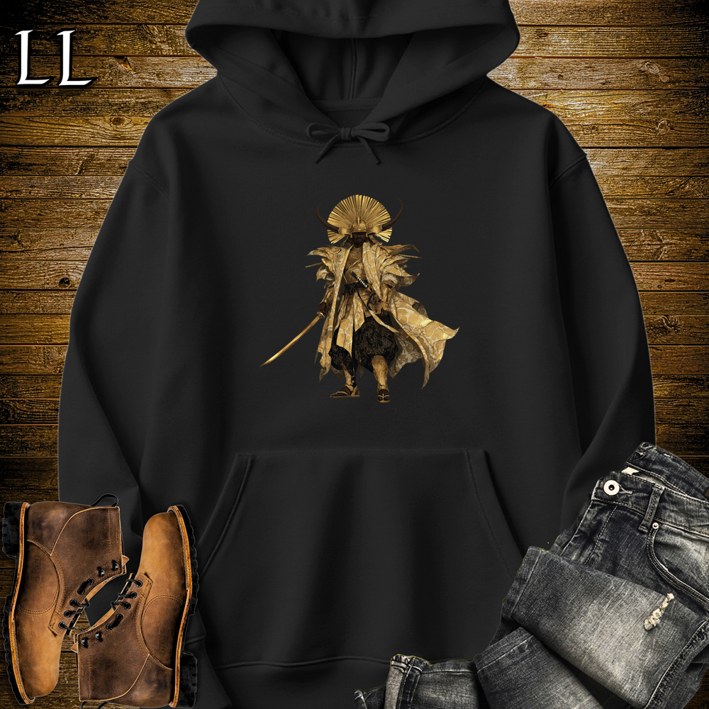 African Golden Samurai King Hooded Sweatshirt - Black