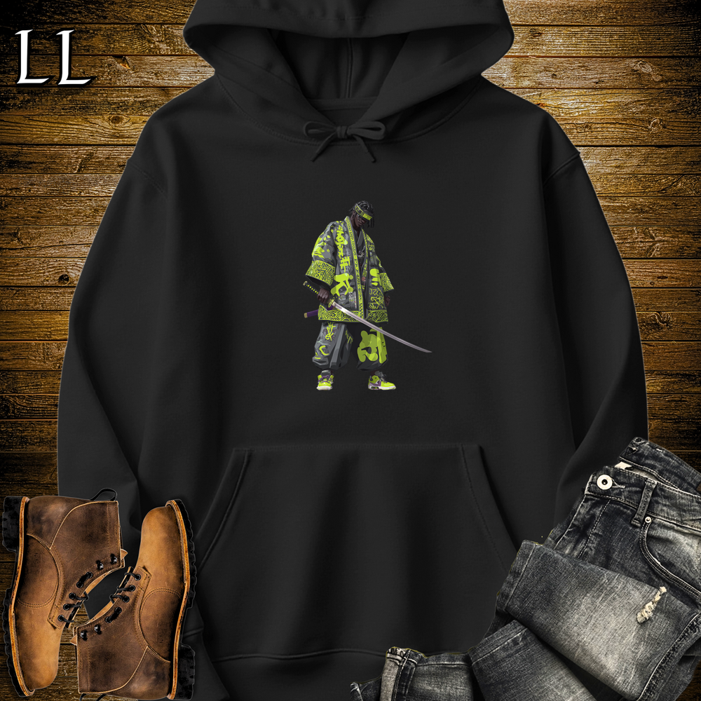 African Green Street Samurai Hooded Sweatshirt - Black