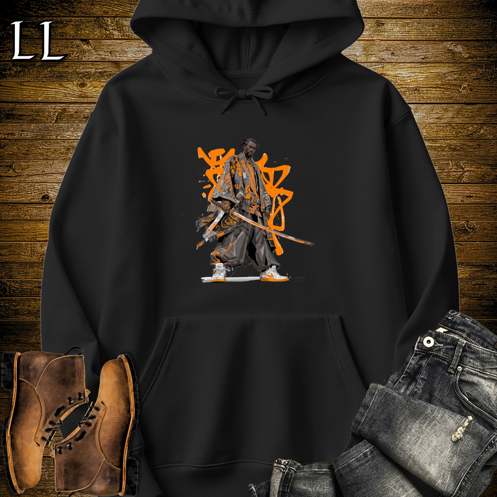 African Orange Street Samurai Hooded Sweatshirt - Black