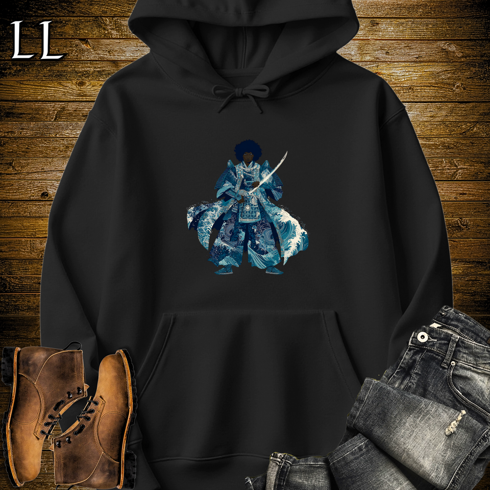 African Crashing Wave Samurai Hooded Sweatshirt - Black