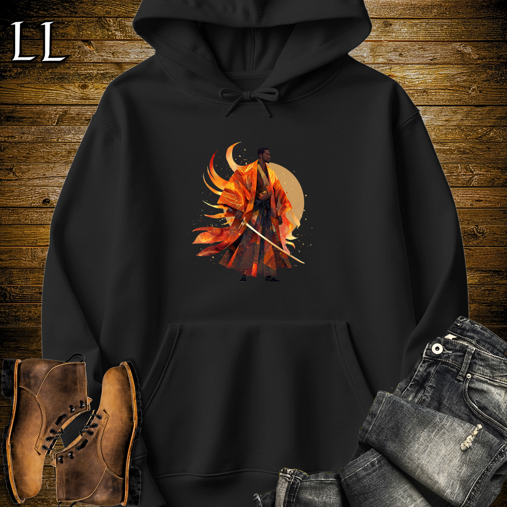 African Flame Samurai Hooded Sweatshirt - Black