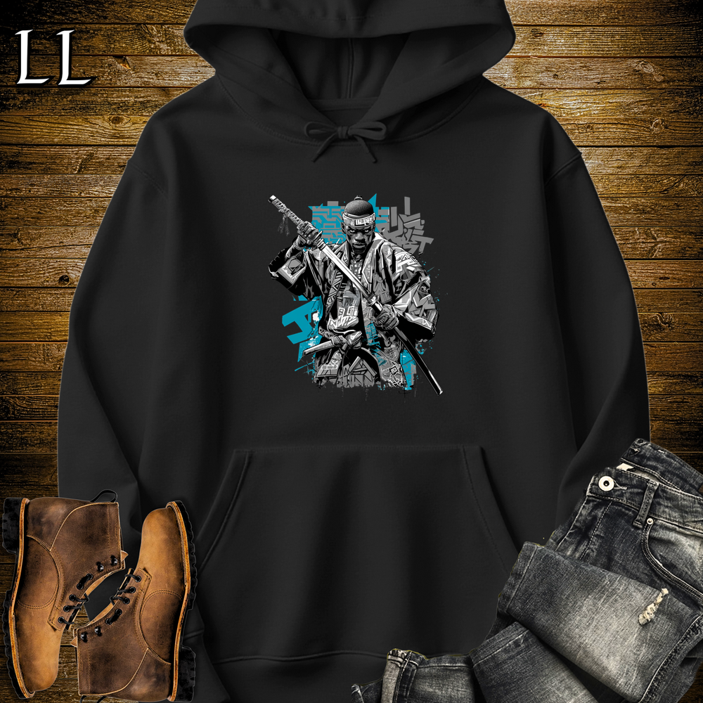African Silver Street Samurai Hooded Sweatshirt - Black