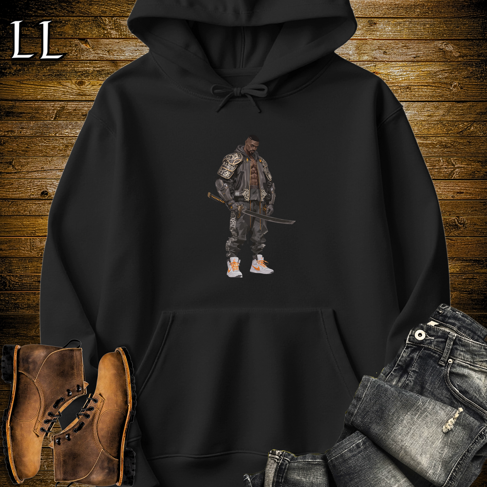 African Street Bodybuilder Samurai Hooded Sweatshirt - Black