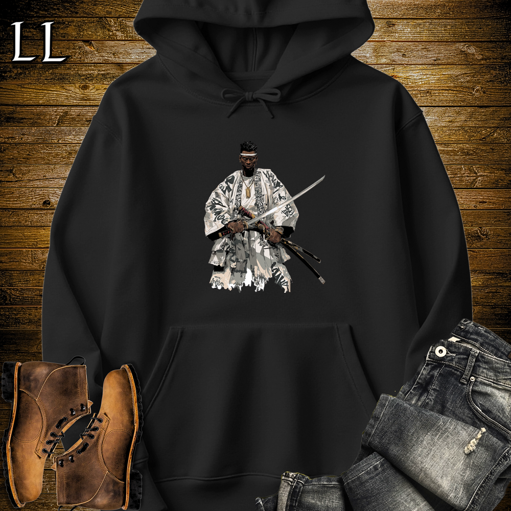 African White Street Samurai Hooded Sweatshirt - Black